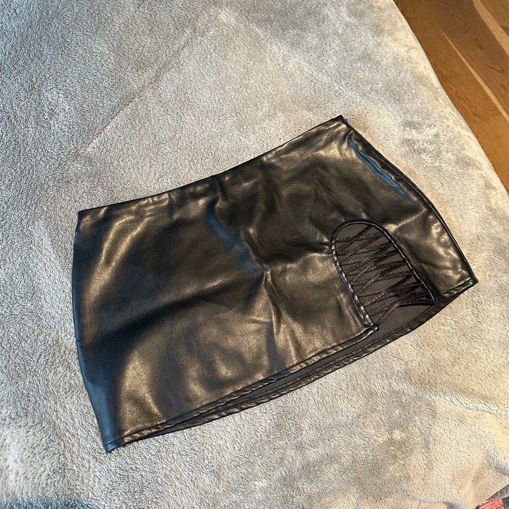 Dolls Kill The Kript Alzir Vegan Leather Skirt